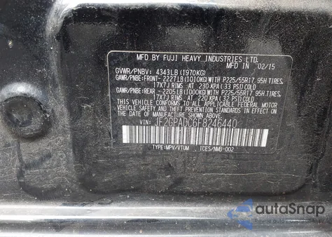 2015 Subaru Xv Crosstrek 2.0I Premium z USA, uszkodzony, nr VIN JF2GPADC6F8246440